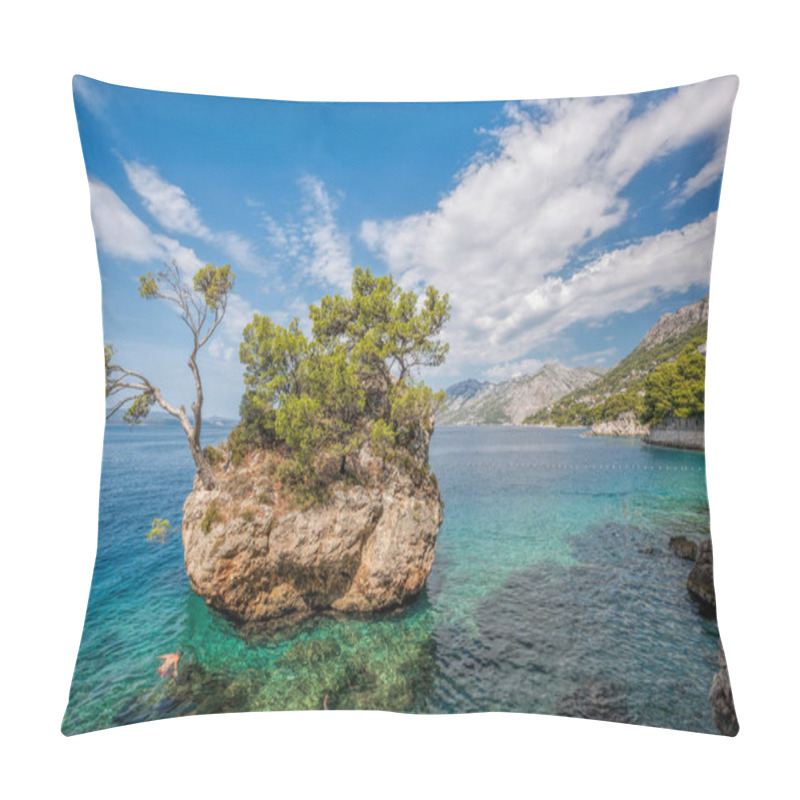 Personality  Punta Rata Beach With Stone Island Against Sunset In Brela, Makarska, Dalmatia, Croatia Pillow Covers