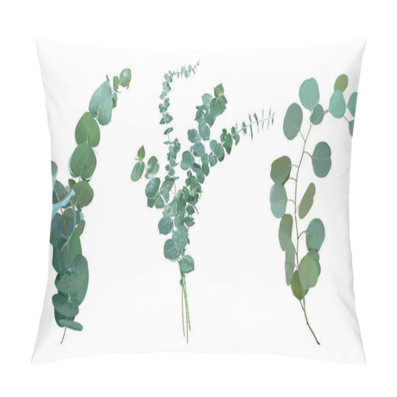 Personality  Baby Blue, Spiral And Silver Dollar Eucalyptus Species Selection Pillow Covers