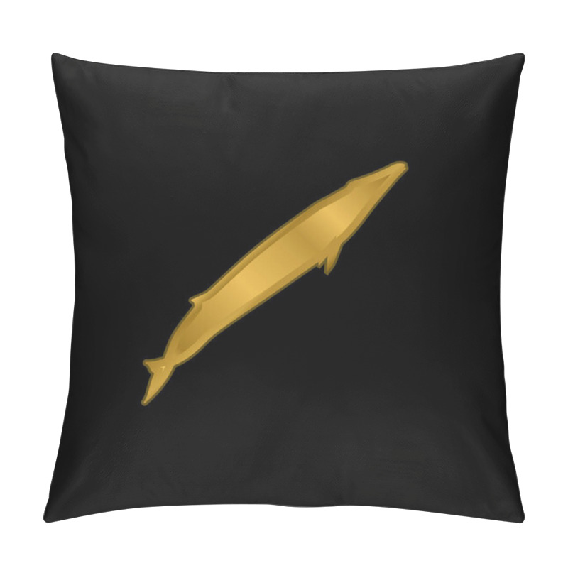 Personality  Blue Whale Shape Gold Plated Metalic Icon Or Logo Vector Pillow Covers