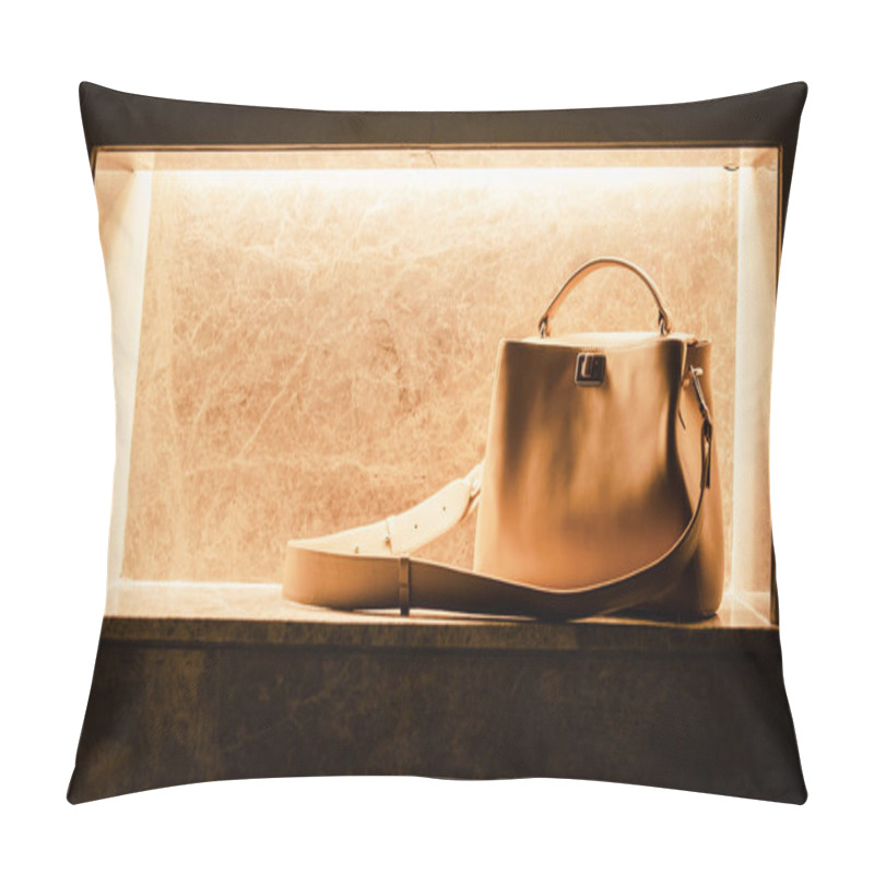 Personality  Woman's Beige Handbag On Marble  Pillow Covers