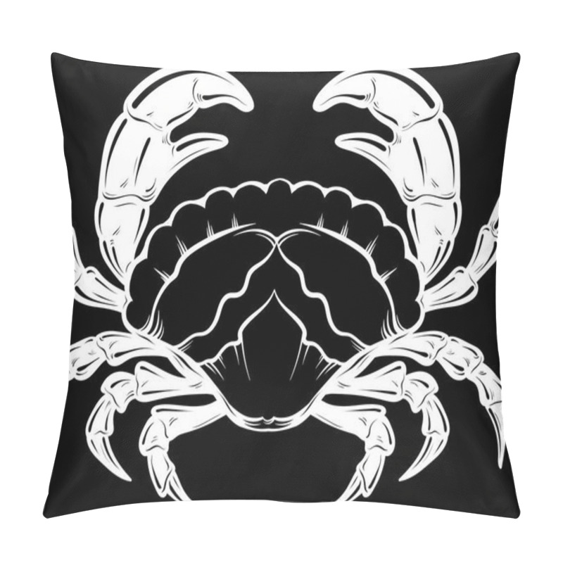 Personality  Vector Hand Drawn  Illustration Of Crab In Realistic Style Isolated. Pillow Covers