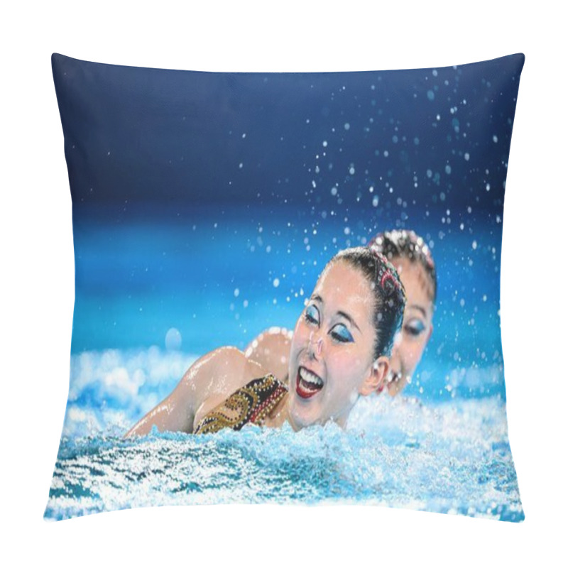 Personality  PARIS, FRANCE - 9 AUGUST, 2024: HIGA Moe, SATO Tomoka, The Artistic Swimming, Duet, Technical Routine, Artistic Swimming, Duet, Technical Routine, The Paris 2024 Olympic Games At Aquatics Centre Pillow Covers