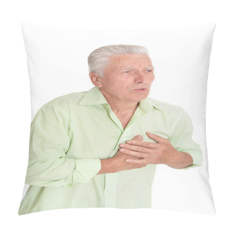 Personality  Senior Man Holding Hands On Chest, Heart Attack  Pillow Covers