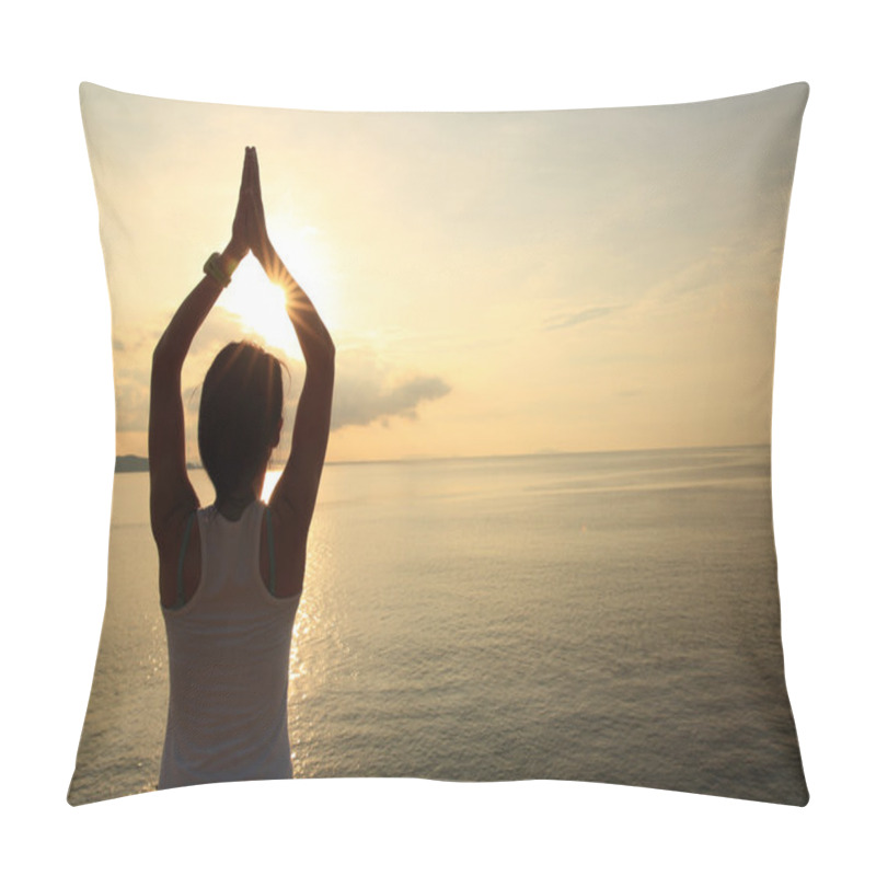 Personality  Young Yoga Woman At Sunrise Pillow Covers