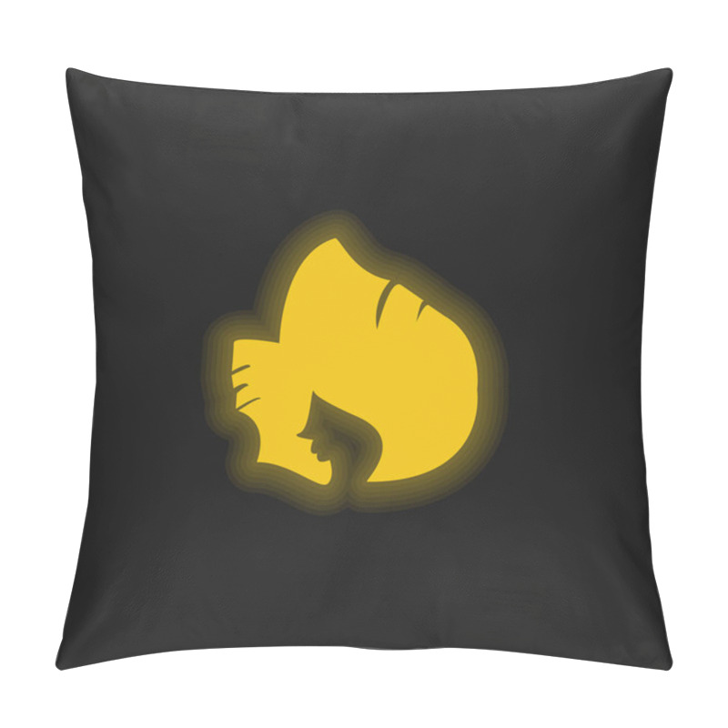 Personality  Black Long Hair Yellow Glowing Neon Icon Pillow Covers