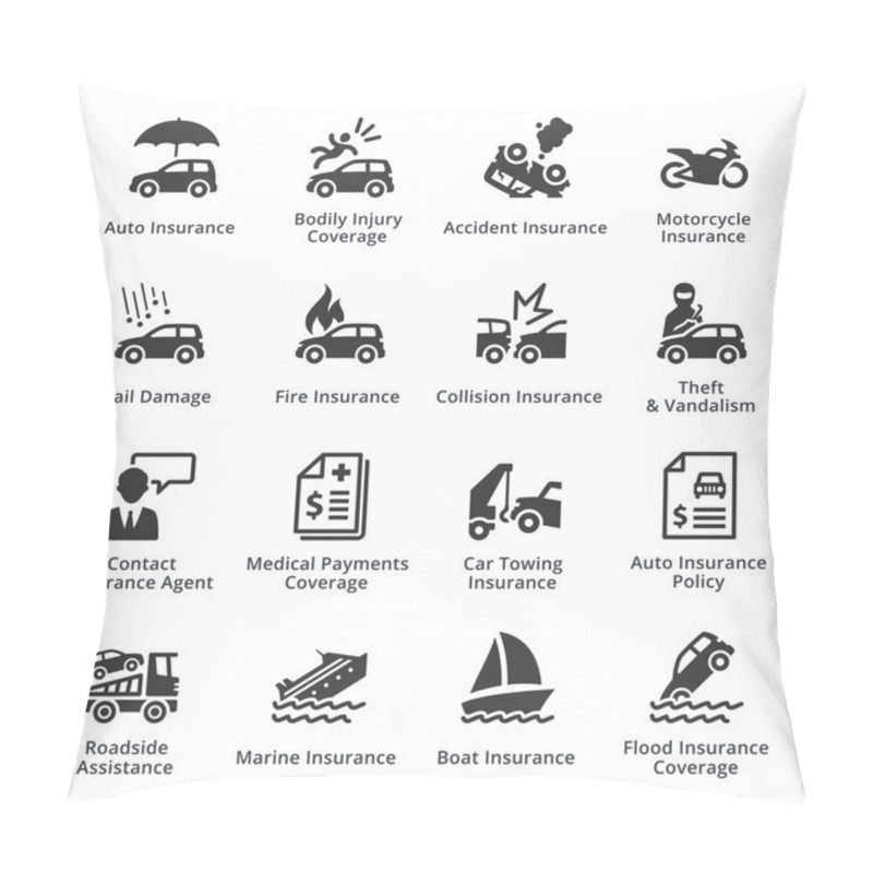 Personality  Auto Insurance Icons Pillow Covers