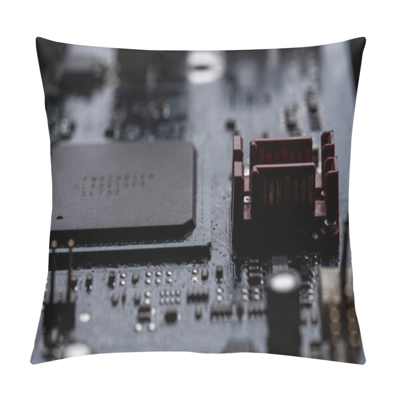 Personality  Close Up View Of Computer Motherboard With Chip Pillow Covers