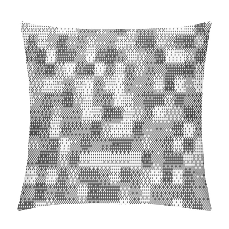 Personality  Checkered Pixel Pattern With Bitmap Game Texture. Squared Geometric Dither Vector Graphic. Retro Digital Glitch Halftone Wallpaper. Pillow Covers