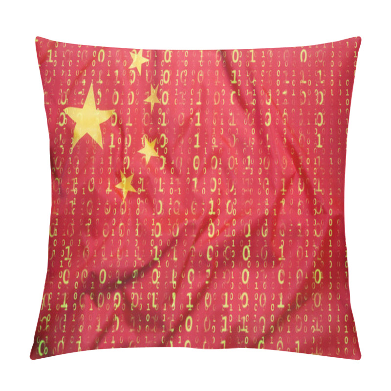 Personality  Binary Code With China Flag, Data Protection Concept Pillow Covers