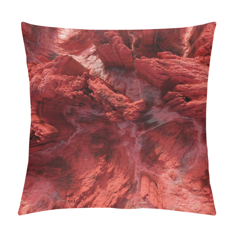 Personality  Abstract Red Landscape Resembling Rugged Terrain And Intricate Textures. Pillow Covers