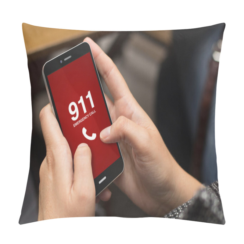 Personality  Girl Using Smartphone With Emergency Call Pillow Covers