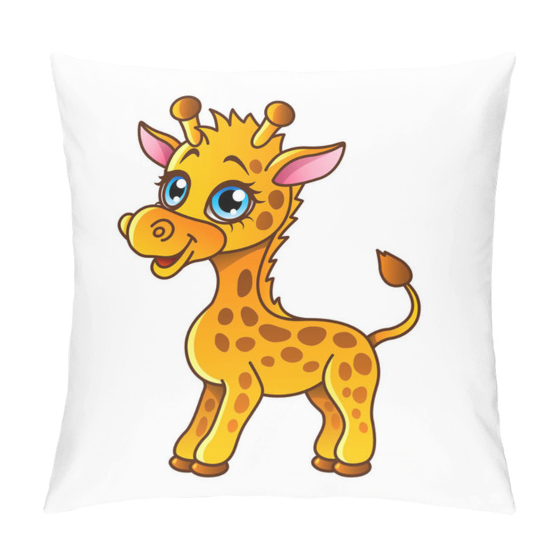 Personality  Cartoon Giraffe Isolated Vector Illustration Pillow Covers