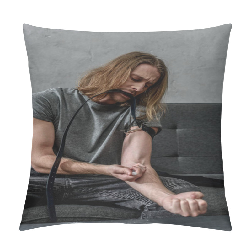 Personality  Young Addicted Junkie Doing Heroin Injection Pillow Covers