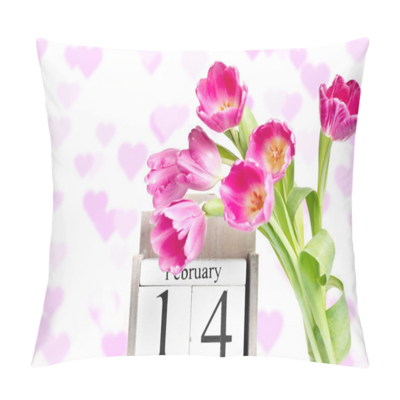 Personality  Beautiful Bouquet Of Purple Tulips On Bright Background  Pillow Covers