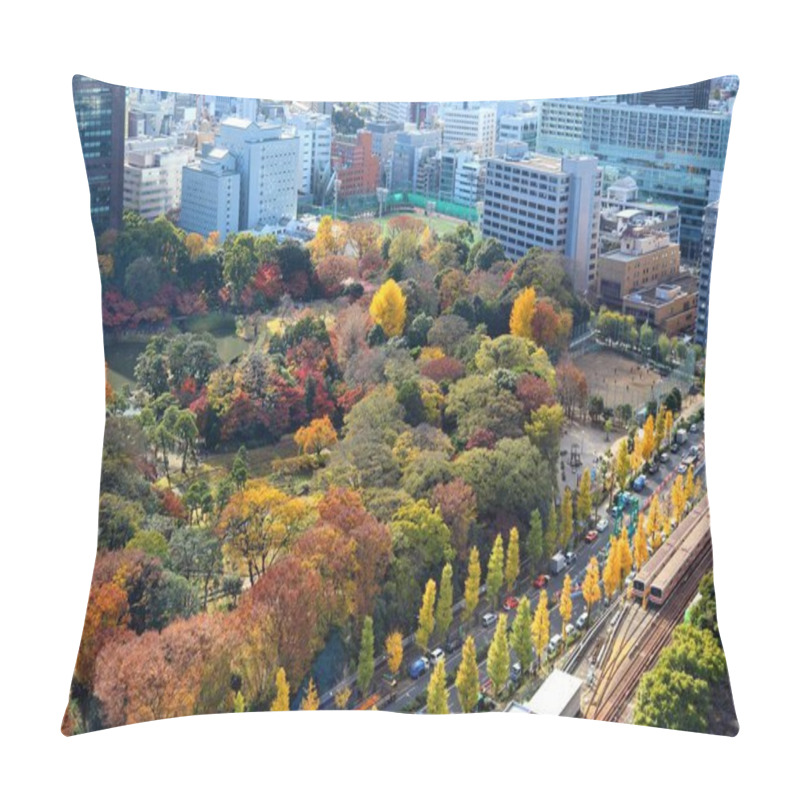 Personality  Koishikawa Korakuen Garden In Bunkyo Ward Of Tokyo City, Japan. Aerial View. Pillow Covers