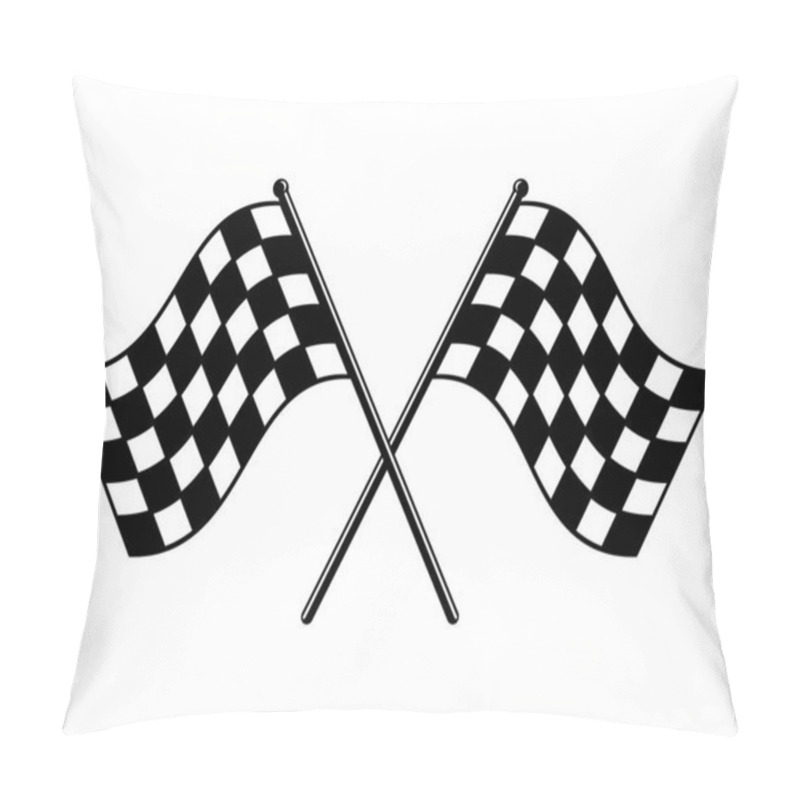 Personality  Checkered Flags. Black And White Race Flag. Finish Or Start Rippled Crossed Flag Icon. Motorsport Or Auto Racing Symbol On White Background. Final Lap Race. Vector Illustration, Flat Style, Clip Art. Pillow Covers