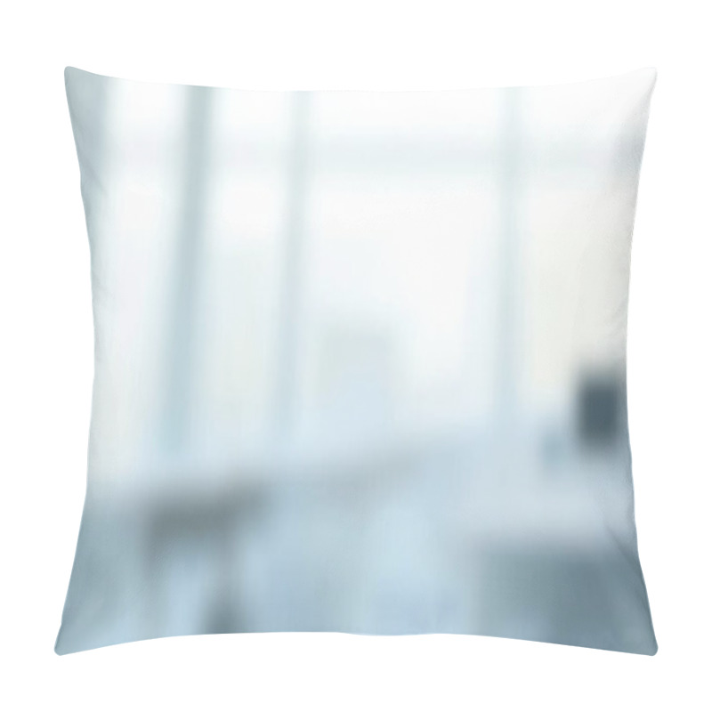 Personality  Blurred Office Space With Soft Natural Light And Minimalistic Design. Pillow Covers