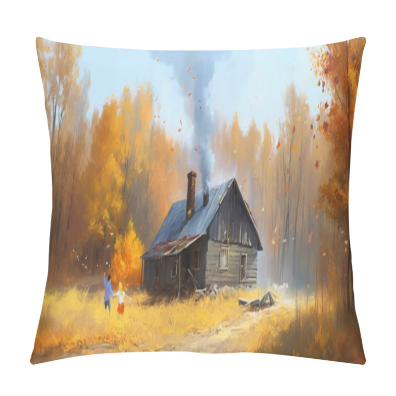 Personality  A Family In The Golden Forest, 3D Illustration. Pillow Covers