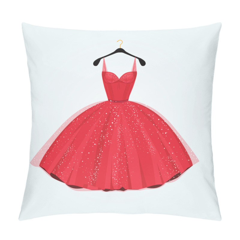 Personality  Red  Gorgeous Party Dress. Vector Illustration Pillow Covers