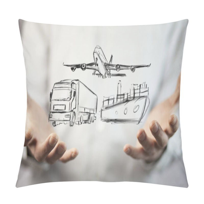 Personality  Man With  Different Transport Means. Transport Pillow Covers