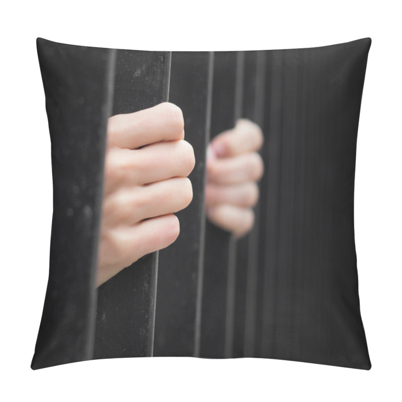 Personality  Prisoner Behind Jail Bars Pillow Covers