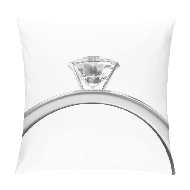 Personality  Platinum Wedding Ring With Diamond Isolated On White Background Pillow Covers