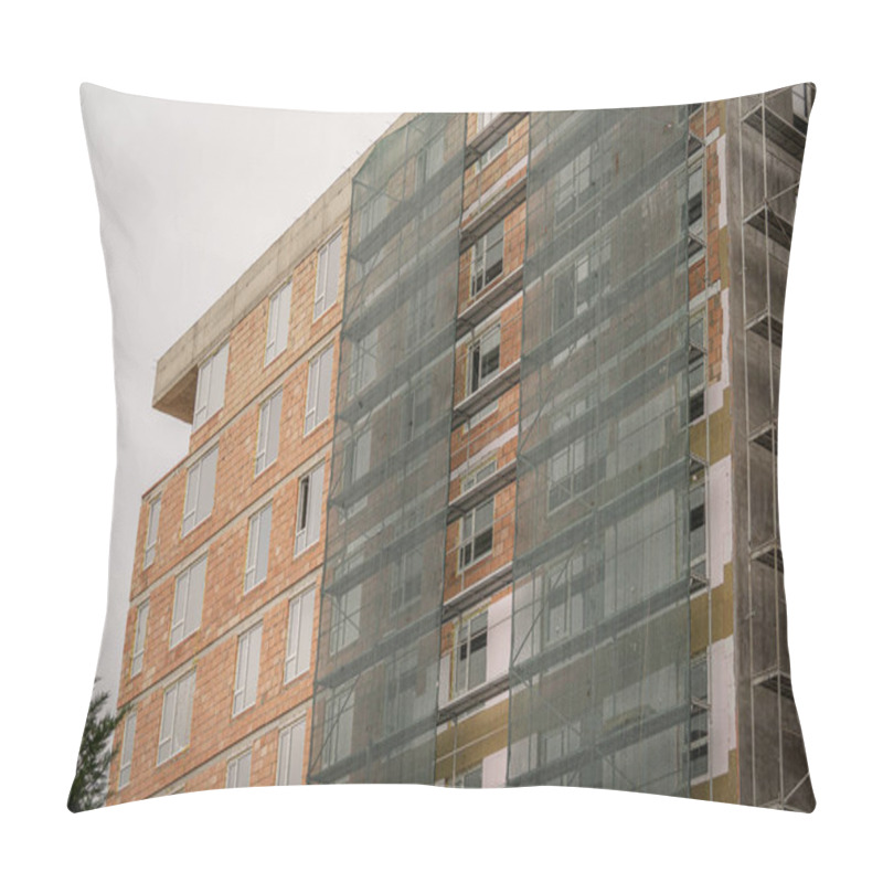 Personality  Construction Site Of A Modern Building With Scaffolding And Brickwork. Pillow Covers