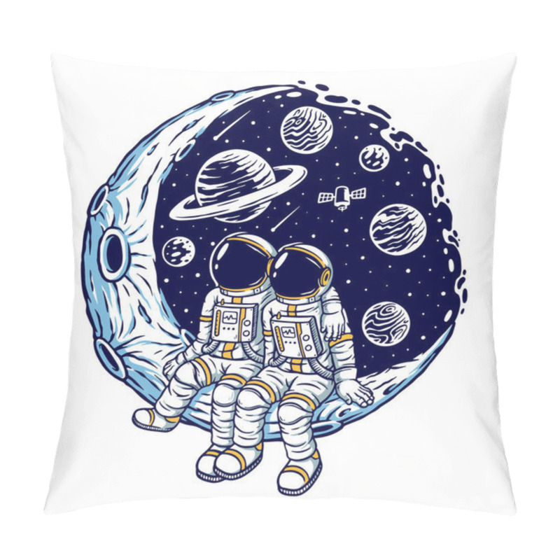 Personality  Romantic On The Moon Vector Illustration Pillow Covers