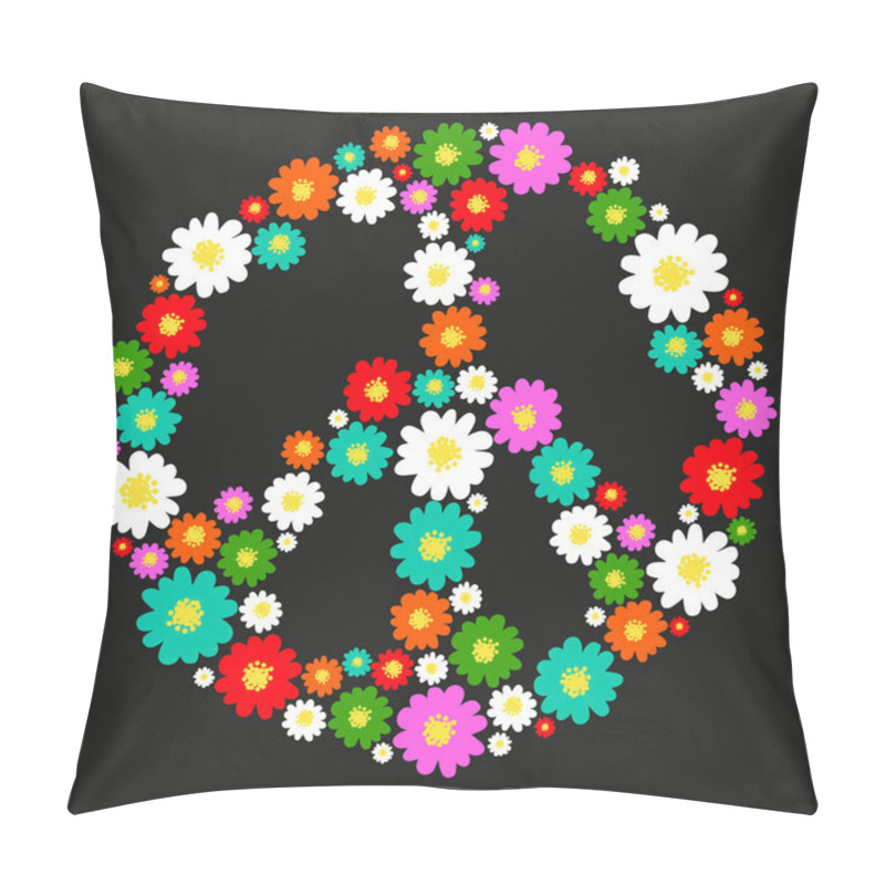 Personality  Peace Symbol With Flowers Pillow Covers