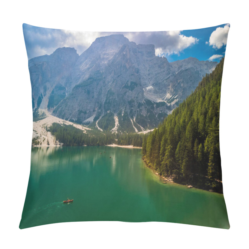 Personality  Dream Dolomites. Reflections On Lake Braies. Pillow Covers