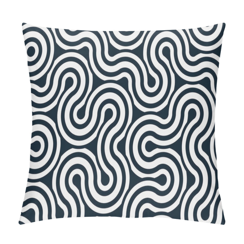 Personality  Colorful Tile With Seamless Random Interweaving Wavy Lines Pattern, Connection Art Background Design Illustration   Pillow Covers