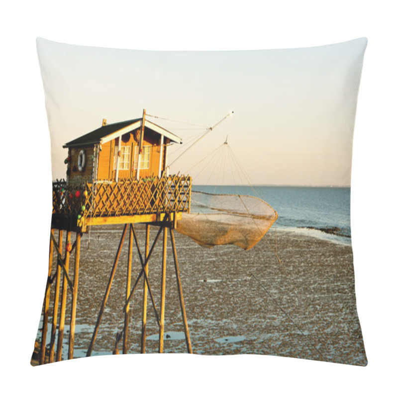 Personality  Fishing House With Fishing Net, Gironde Department, Aquitaine, F Pillow Covers