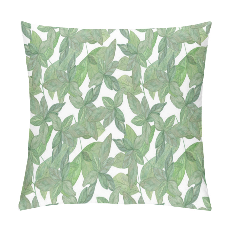 Personality  Watercolour Hand Drawn Green Leaves On The White Background, Sea Pillow Covers