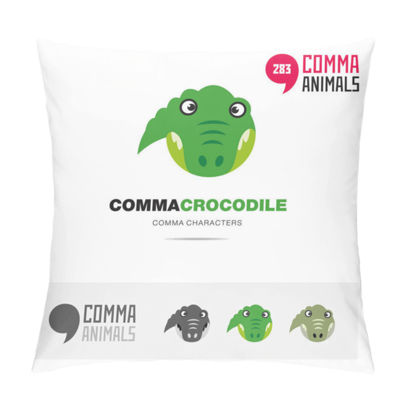 Personality  Alligator Animal Concept Icon Set And Modern Brand Identity Logo Template And App Symbol Based On Comma Sign Pillow Covers