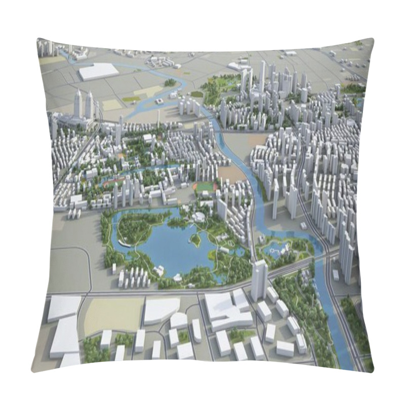 Personality  Shanghai - Suzhou - 3D Model Aerial Rendering Pillow Covers