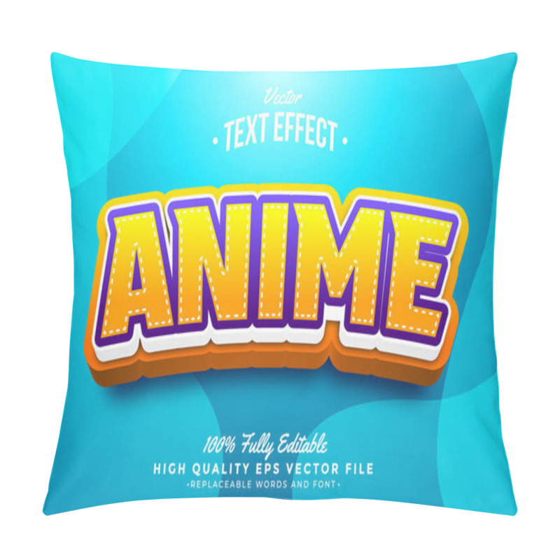 Personality  Anime Text Effect 3D Editable Font Background Blue Gradient Pillow Covers