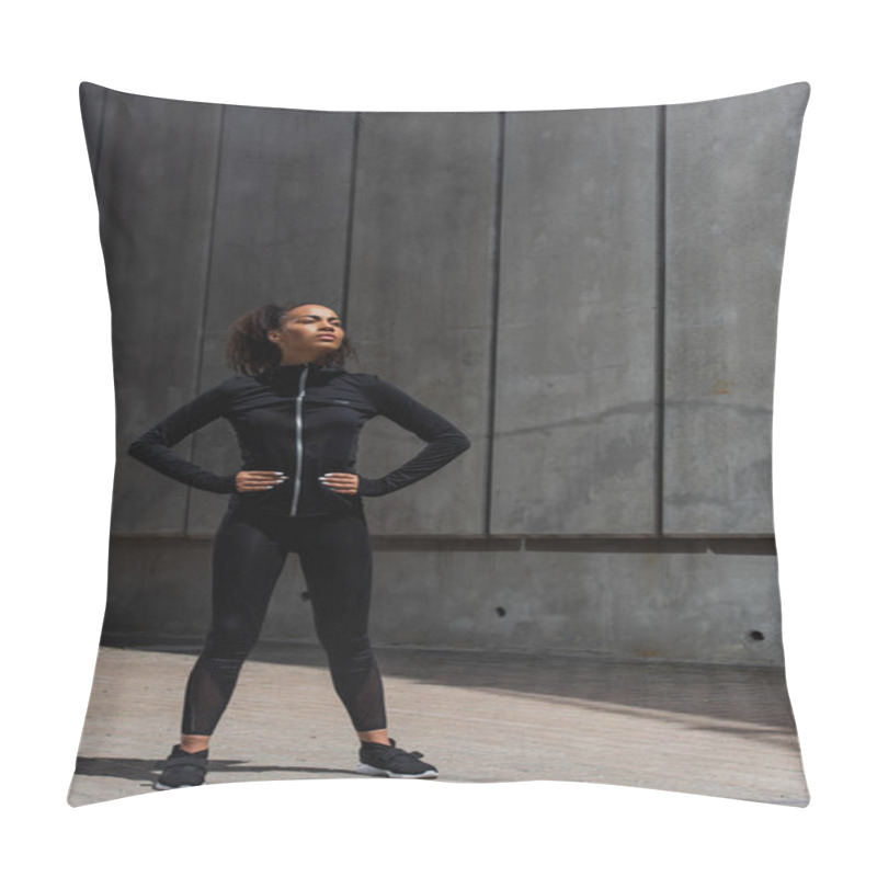 Personality  Young African American Sportswoman Resting On Urban Street  Pillow Covers