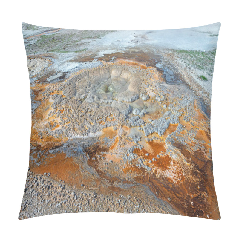 Personality  Mineral Details Around A Geyser Cone At Anemone Geyser In Yellowstone National Park In Wyoming Pillow Covers