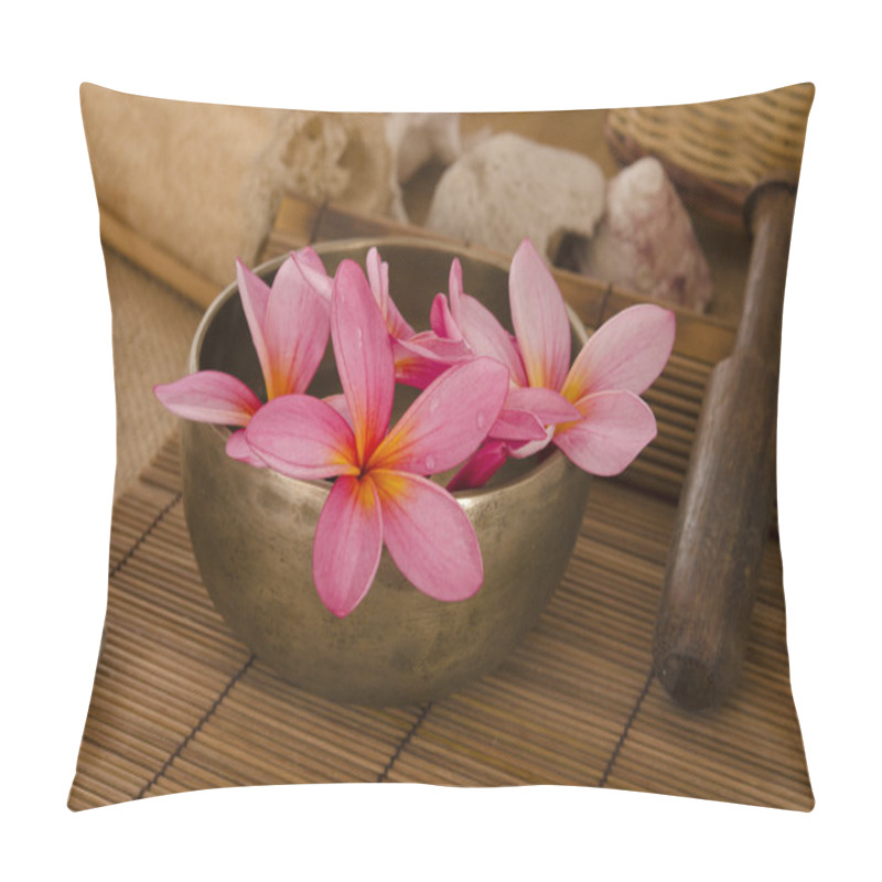 Personality  Tropical Spa Setup With Traditional Frangipani Flower And Massag Pillow Covers