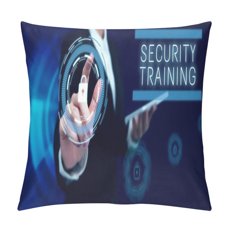 Personality  Handwriting Text Security Training, Business Concept Providing Security Awareness Training For End Users Pillow Covers