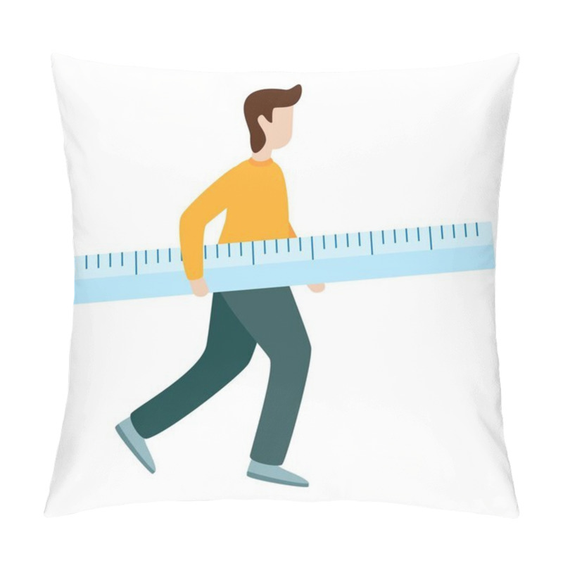 Personality  Man Hold Measurement Ruler Flat Vector Illustration Pillow Covers