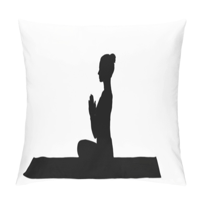 Personality  Silhouette Young Sporty Attractive Woman Practicing Yoga, Doing Lotus Pose. Pillow Covers