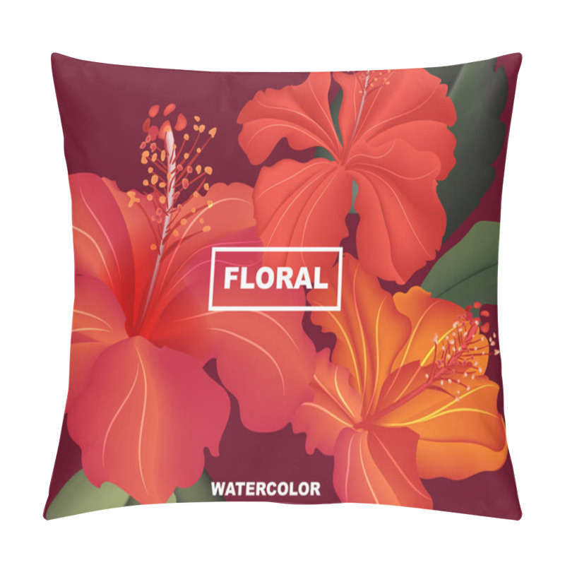 Personality  Hibiscus Spring Flower Exotic Bloom. Hawaii Blossom Floral Paradise Card . Wild Bouquet Summer Nature Realistic Vector Pillow Covers