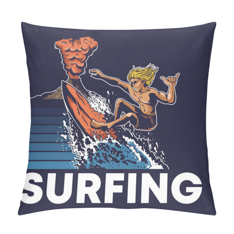 Personality  Man Extreme Surfer Riding On Big Ocean Wave  Pillow Covers