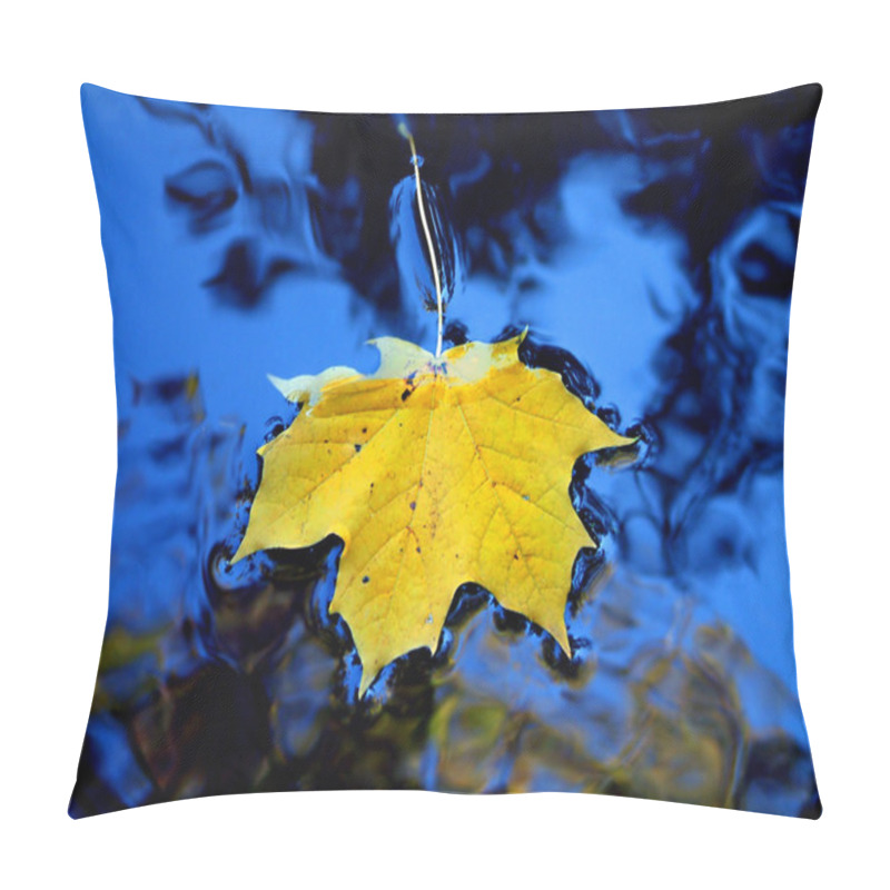 Personality  Yellow Leaf In Blue Water Pillow Covers