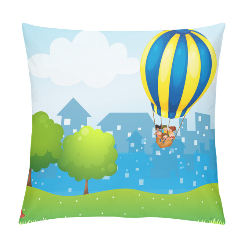 Personality  A Big Hot Air Balloon Above The Hill Pillow Covers