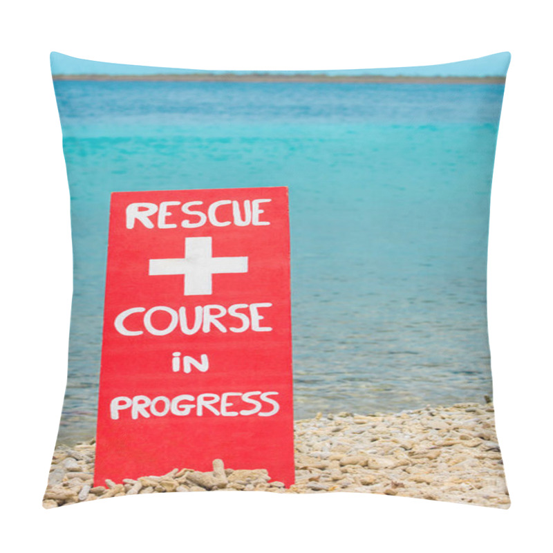 Personality  Red Warning Sign For Rescue Exercise Near Sea Pillow Covers