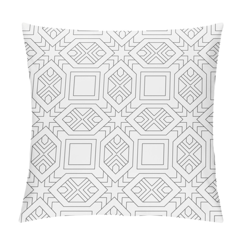 Personality  Seamless Symmetric Vector Pattern. Abstract Monochrome Background With Repeating  Geometric Shapes. Modern Texture With Thin Line. Graphic Design Of A Lattice. For The Cover Of Cards, Wallpaper. Pillow Covers