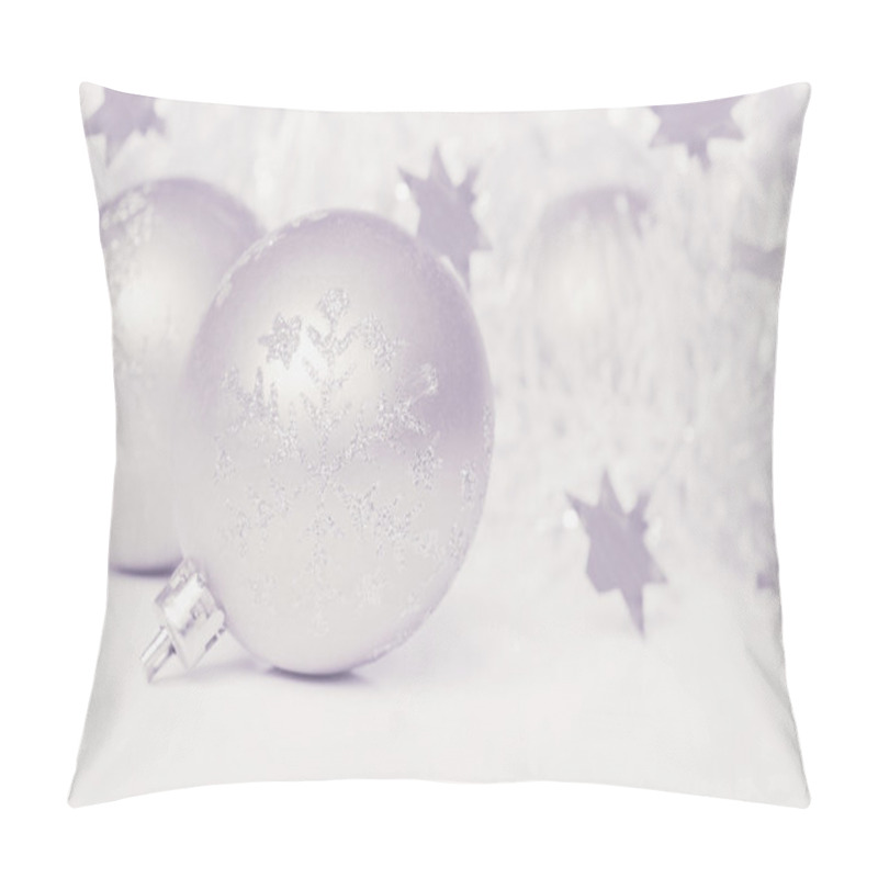 Personality  Christmas Balls With Tinsel And Stars Pillow Covers