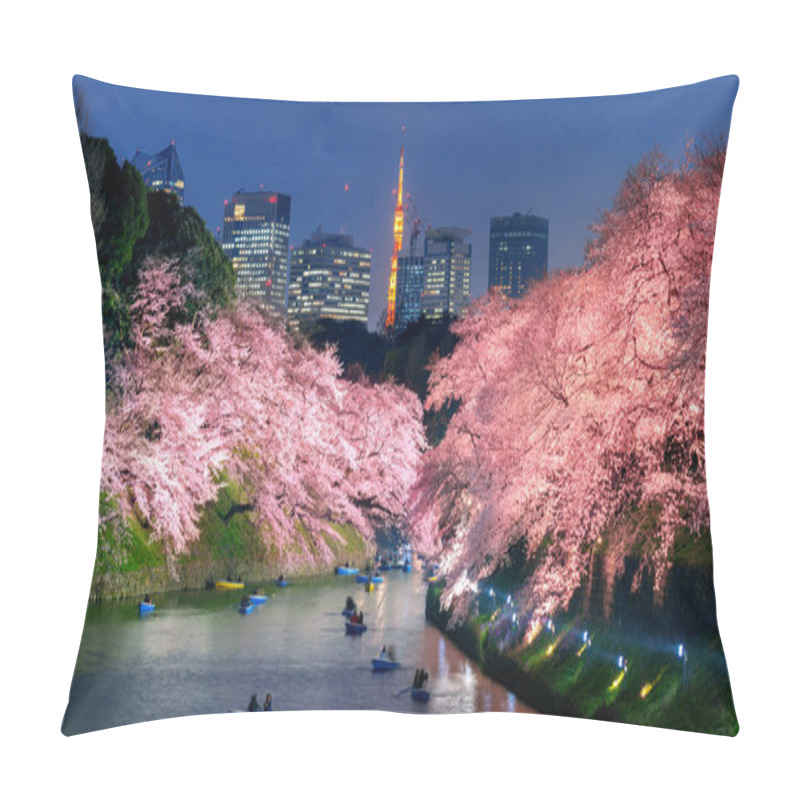 Personality  Cherry Blossoms At Chidorigafuchi Park In Tokyo, Japan. Pillow Covers